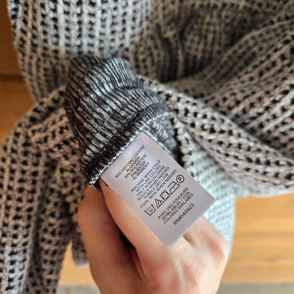 Loft Gingham Dress Petites Textured Mini NWT MP Black White Puff Sleeve Preppy - Picture 6 of 6